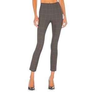 Gray Plaid Cropped Pants Career Casual Ankle Length Trousers